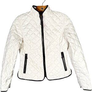 Eddie Bauer Cream Embroidered Down Puffer Lightweight XS Petite